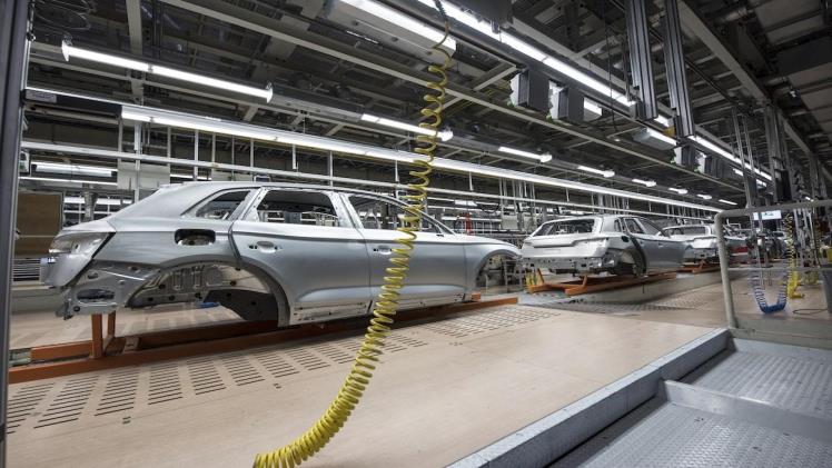 Automotive factory where data modeling may be used to identify inefficiencies and logistical challenges